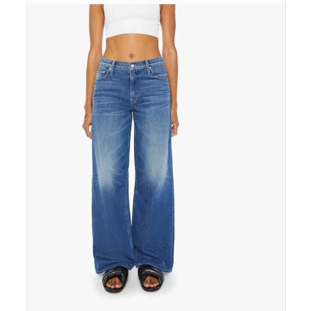 MOTHER Wide Leg Flare Jeans in Medium Blue Wash